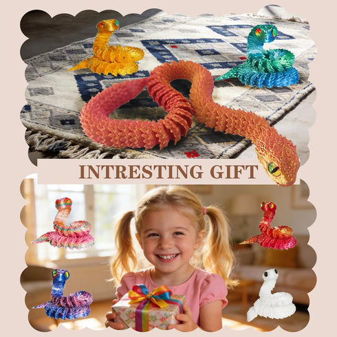 OGCHFZC 12 3D 12.8 inch 3D Pcs Printed Snake, Flexible Printed Snake Stuff Decorative for Kids Home Decor Gifts