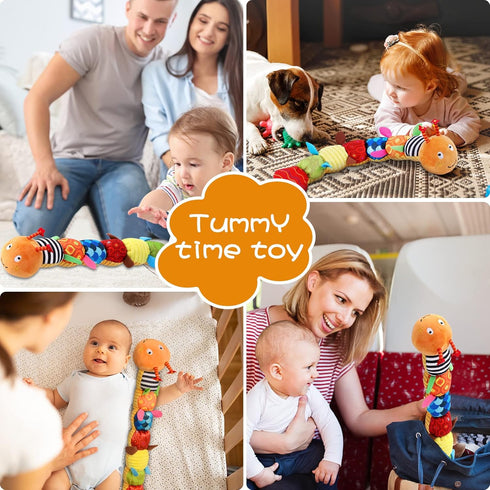Baby Musical Worm Soft Infant Toy, 6 Different Sensory Stuffed Animals for Newborn Toy Tummy Time Gifts