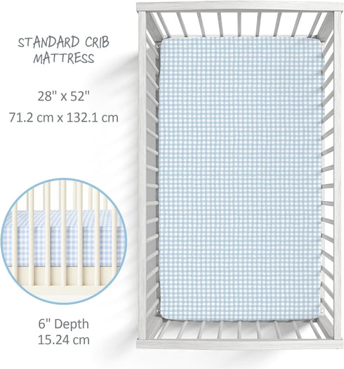 100% Butterblu Frankie Fitted Crib Sheet Organic Cotton for Baby & Toddler Mattress, Breathable for Boys & Girls, Blue