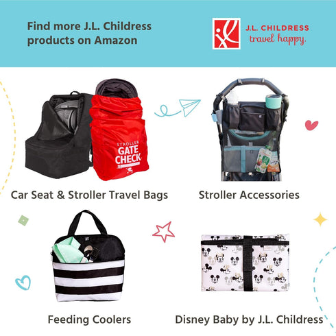 J.L. Childress Pockets 'N Pad Car Diaper Changing Station for Baby - Portable Diaper Changing Pad for Travel, Newborn