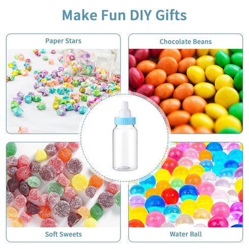 48 4.5 Inch Pcs Baby Bottle Shower Favor Mini Plastic Candy Bottle Baby Shower Fillable Feeding Candy Box for Party Boy