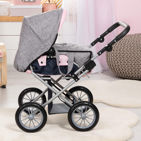 Convertible Doll Stroller with Handbag - Adjustable Handle & Foldable Design
