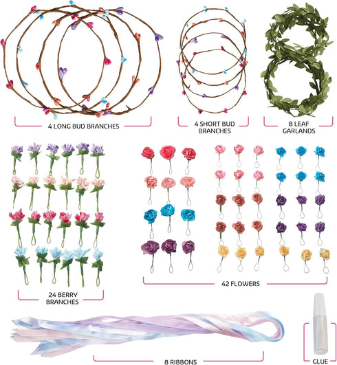 Flower Crown & Bracelet Making Kit for Kids - Crafts for Girls Ages 6-8 Years Old - Arts & Craft Birthday Gifts for Girl Age 6, 7, 8, 9, 10 Year Olds - Gift Art Activities DIY Hair Accessories by Pretty Me