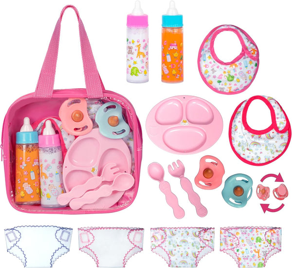 My Sweet Baby 13-Piece Doll Feeding & Diaper Bag Set Disappearing Milk