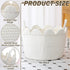 LemonRoad 15.8"L 15.8"W X13.8"H Closet White Round Basket Large Blanket Basket x Scalloped Woven Baskets Cotton Storage