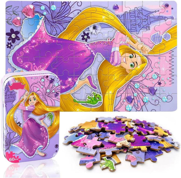 LELEMON Puzzles for Kids Ages 4-8, 60 Piece Jigsaw Puzzles for Ages 3-5, Educational Learning Games in Metal Box
