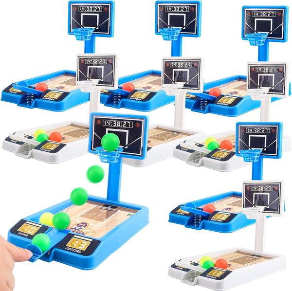 8 Pack Mini Basketball Game - Tabletop Basketball Toys for Kids, Girls Party Favors, Classroom Prizes, 2 Colors