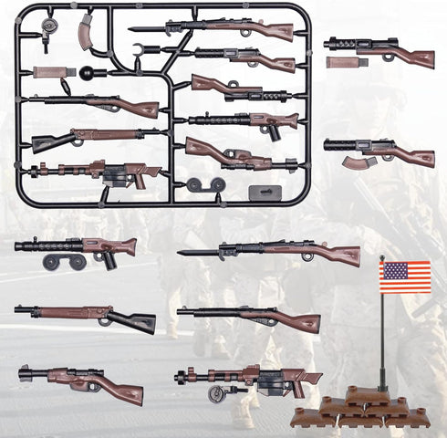Weapons Pack Military Weapons Accessories U.S Field Force Weapons Toy Set Weapon Battle Building Blocks Compatible with Major Brand, 3 Years Old and up