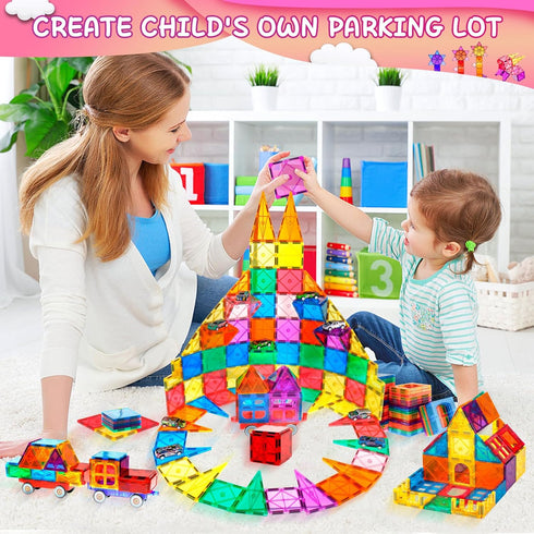 Magnetic Tiles for Kids, 3D Magnet Blocks Building Toys, Preschool Stacking Blocks STEM Toys for Toddlers Ages 3-12