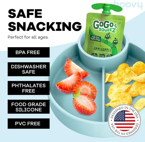 1 Pack Hoovy Silicone Cup Holder Tray for Car Seat, Booster Seat, Stroller - Carseat Snack Trays for Kids Travel - Cup