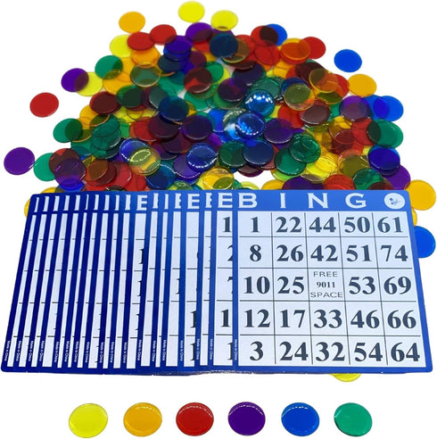 MR CHIPS Bingo Game - 18 Bingo Cards, 300 Bingo Chips, and Calling Cards for Fun Family Bingo Games
