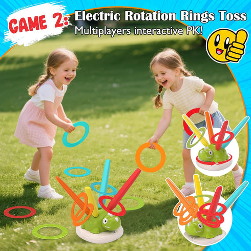 Kslavagcnt 3 1 4-8 Indoor Outdoor Games for Kids, in Musical Jump, Ring Toss Game & Stomping Rocket Launcher for Kids