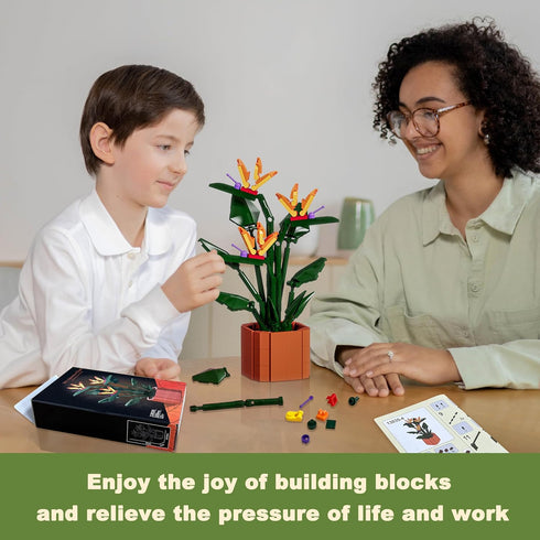 Set 320 Set Bird of Paradise Flowers Building Blocks Ideal for Teens and Adults PCS, Creative DIY Flower Bouquet Home