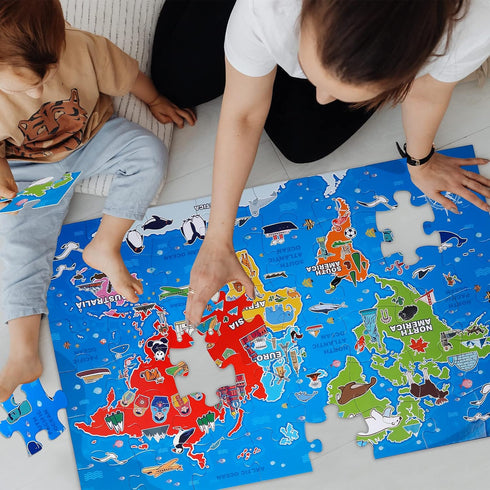 Puzzles,48 3-5,Preschool 4-8 Jumbo Floor Puzzle for Kids,World Map Jigsaw Geography Piece Globe Atlas Puzzle