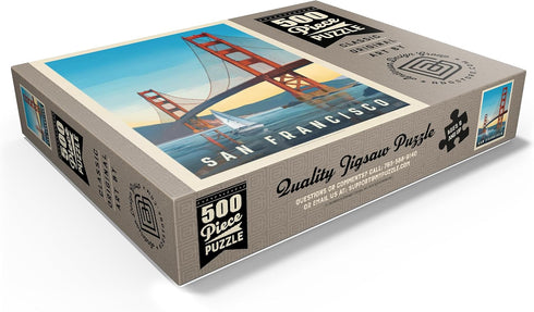 MyPuzzle San Francisco: Under The Golden Gate Vintage Poster - Premium 500 Piece Jigsaw Puzzle for Adults