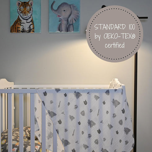 100% Cozy 47 47 Inches LollyBanks Baby Blanket, Cotton Muslin Swaddle Blankets for Boys, Large x Newborn Blanket, Soft
