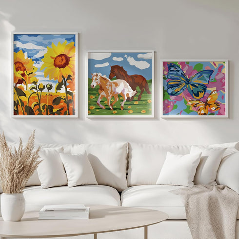 Set, Wings Giant Paint by Numbers Kit for Kids, Flower Crafts and Fun, Acrylic Paint Canvas Painting Kit, Include