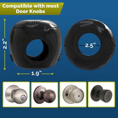 (4 Pack) Child Safety Door Knob Cover Hard-to-Remove Dual-Lock Door Handle Covers for Kids - Reusable Baby Proof Door