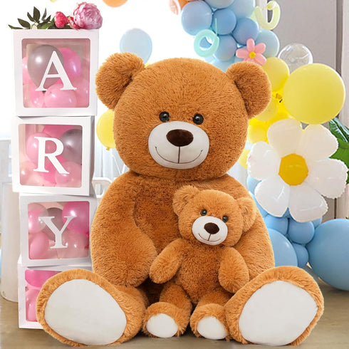 MorisMos 39 Inch Giant Teddy Bear Stuffed Animals, Soft Big Mommy and Baby Plush for Boys