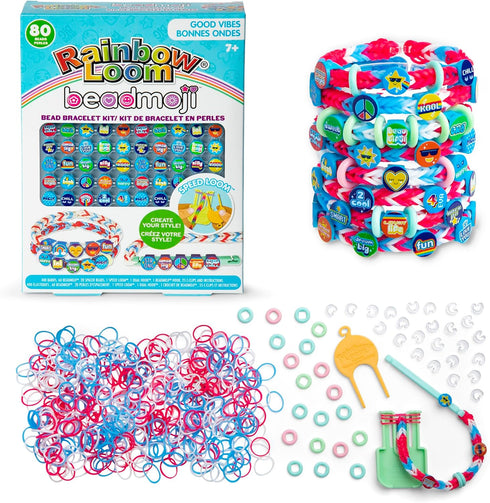 Rainbow Loom Beadmoji 4 Pack Bundle: Besties, Good Vibes, Sweets, Trendy - 4 Rubber Band DIY Charm Kits