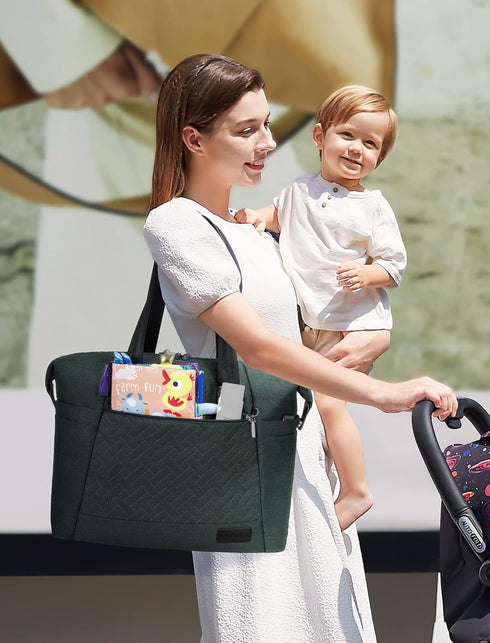 Spacious LOVEVOOK Waterproof Diaper Bag Tote with Changing Pad - Ideal for Travel