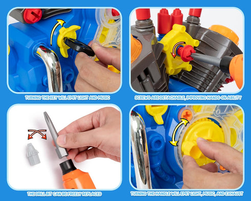 POFJOEQ Set Toys-42pc PlaysetSTEM 3+ Engine Building Kit, Kids Mechanic Repair for Kids Motorcycle EngineTake Apart