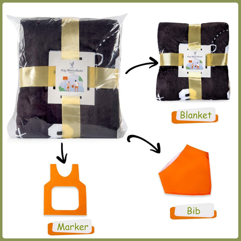 47"x40" SUKOON Monthly Milestone Blanket for Baby Boy/Girl | Basketball Theme | Includes Frame and Bib | Large | |