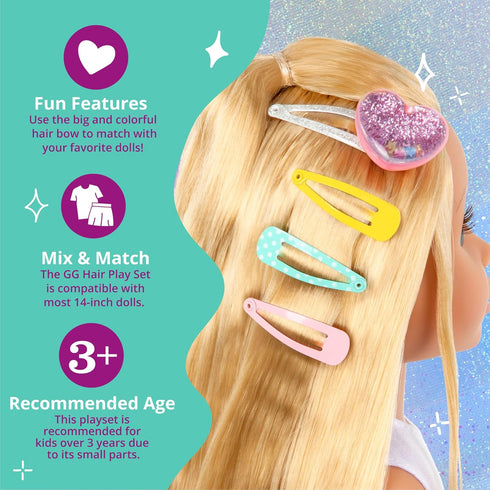 Glitter Girls 14-Inch Doll Accessories, Hair Play Set for Girls 3 Years and Up