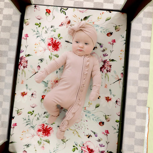 Fitted Pack n Play Sheets Set, 2 Pack, Stretchy Ultra Soft Jersey Knit for Girls, Safe and Snug