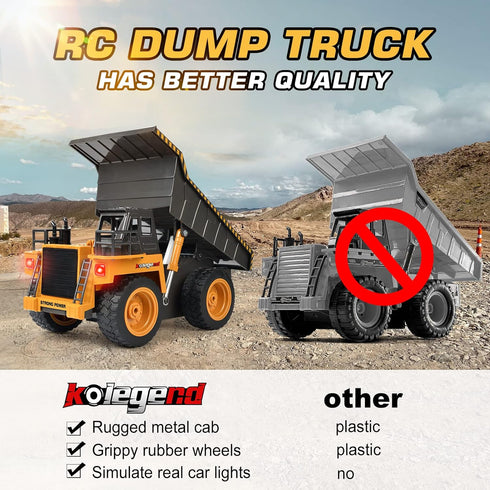 kolegend Remote Control Dump Truck, RC Truck Construction Vehicle with Rechargeable Battery for Kids & Toddlers
