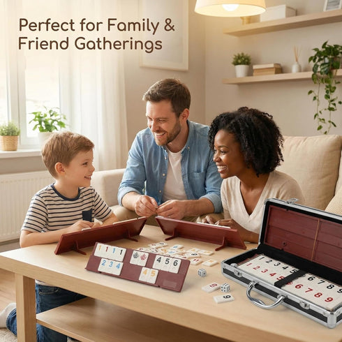Rummy 106 Rummy Adults,4 Trays,Timing(2-4 Smilejoy Cube Game Four Players Edition, Deluxe Tiles Cube with Portable