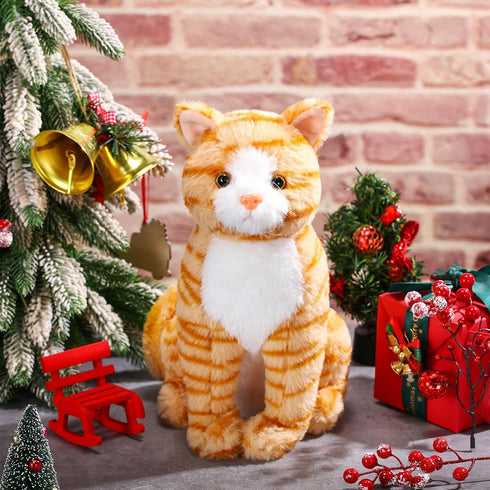 13 Inch Realistic Cat Plush Toy, Soft Cute Kitten Stuffed Animal Gifts for Home Decor, Birthday, Valentine's Day