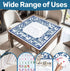 31.5" 31.5", Blue Chinoiserie Mahjong Mat x Vintage Blue Floral Non-Slip Noise Reduction Mahjong Table Cover
