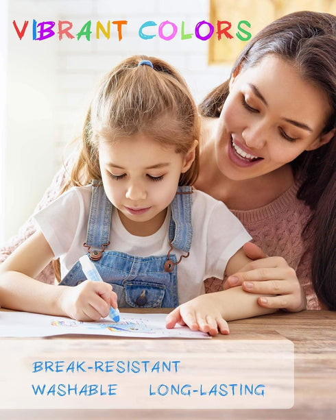 36-Color NewFamily Dustless Chalk with Holders, Non-Toxic Washable Sidewalk & Blackboard Chalk for Kids' Toddler Art