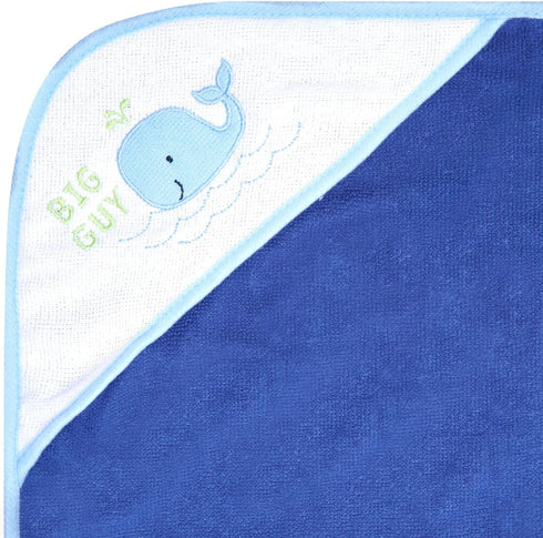 3-Pack 26x30 Inches Buttons & Stitches Boy's Blue Whale Hooded Baby Towels