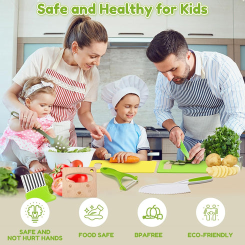 Set 19-Piece Set 312 Olanrun Kids Safe Knife for Real Cooking | Toddler Knife Cooking | Montessori Kitchen Tools Toys