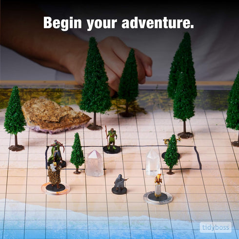 Set 3 24x 36 6 Tidyboss DND Starter | X Double Sides Game Grid Mat | Terrains Includes Dry Erase Markers, Eraser, Dice