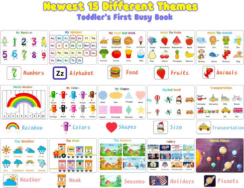 Huijing Montessori Preschool Learning Activities Busy Book - Workbook Activity Binder / Toys for Toddlers, Autism