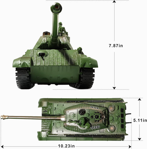 Bvrorere WW2 1:28 9 6 7 8 9 10 RC Tank, Remote Control German King Tiger Army Tank Toys, Scale Channels RC Military