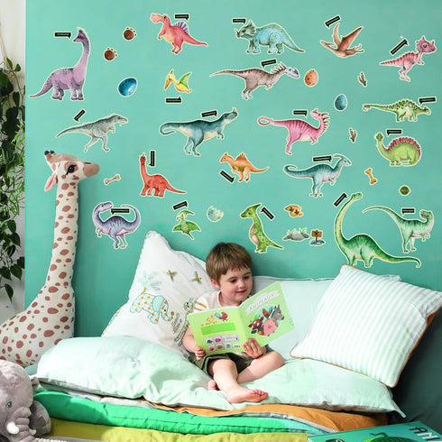 Glow in The Dark Dinosaur Wall Decals, Luminous Removable Stickers for Boys Bedroom Decoration, Kids Birthday Gift