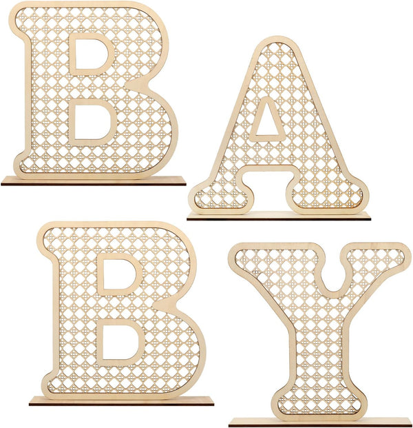 Generic 4 Pcs Wood Baby Letters - Boho Nursery Decor for Baby Shower