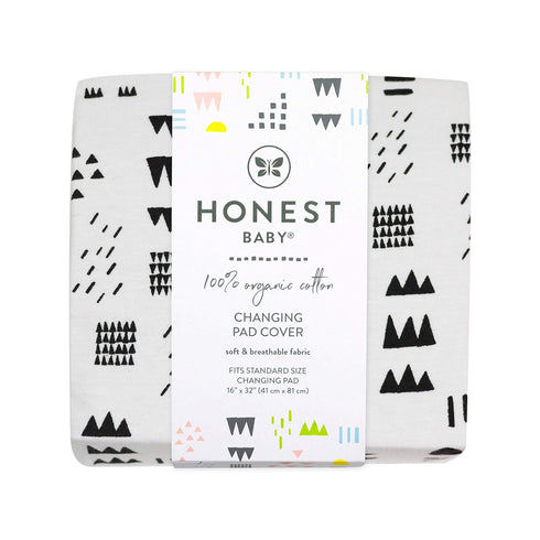 (Set HonestBaby Organic Cotton Changing Pad Covers of Two), Pattern Play/Heather Gray, One Size