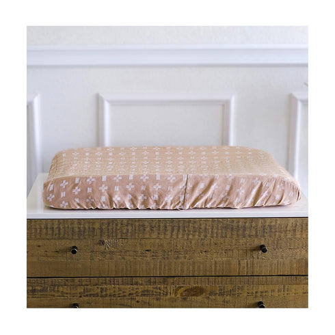 Crane Baby Stretchy Changing Pad Cover, Breathable Cover for Boys and Girls, Copper Dash, 16”w x 32”h