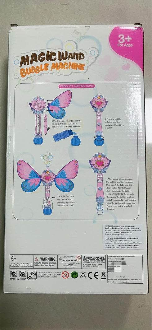 Bubble Machine for Kids - Butterfly Bubbles Wand Blower for Toddlers, 1000+ Bubbles per Minute, Outdoor Indoor Birthday