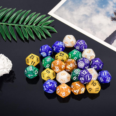 Thyores 24 12 Set Pieces Sided Game Dice Polyhedral Dice for DND RPG MTG and Other Table Games Mixed Color