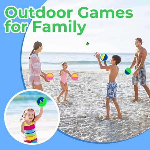 Set 6 3 3 4 5 6 7 8+ Weehoey Beach Games - Kids Toys - Outdoor Games for Kids, Toss and Catch Ball with Paddles Balls