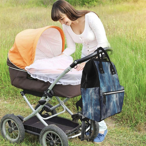 FHEDVBN Backpack Mummy Backpacks Daypack Abstract Blue Diaper Bag for Women Multifunction Waterproof for Mom Dad, Large