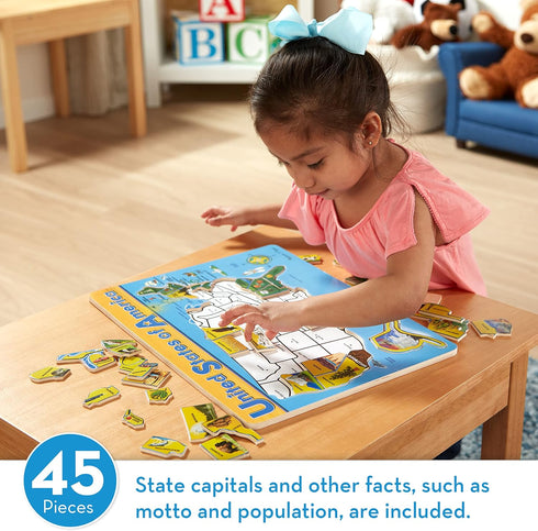 Melissa & Doug USA Map Wooden Puzzle - 45 pcs
