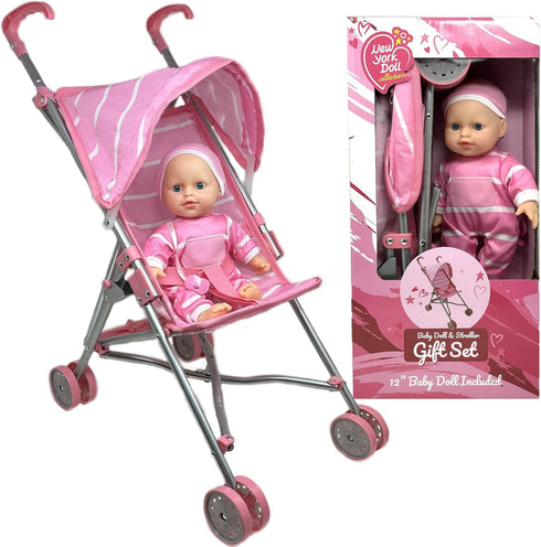 Baby Doll with Stroller Set - 12" Baby Doll with Pacifier Gift
