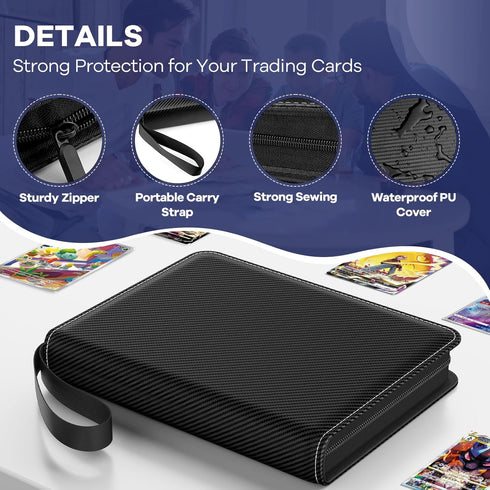 Trading Card Binder with Sleeves, 9 Pocket Trading Card Binder Premium 720 Double Sided Pocket PU Card Collection Binder, Collectible Card Albums Card Folder for MTG, TCG, Sports Cards, Game Cards by lanfrom